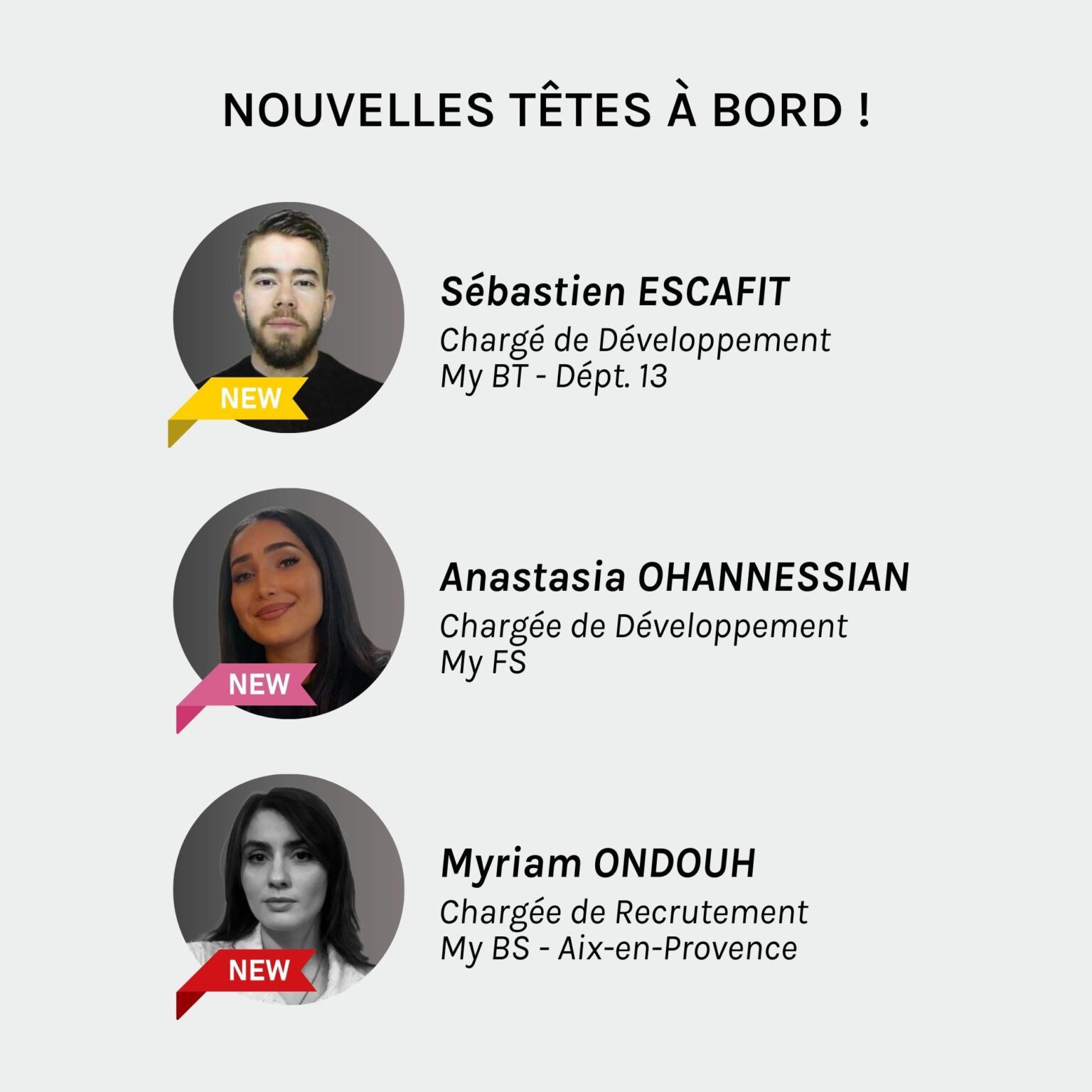 NOUVELLES TÊTES À BORD !